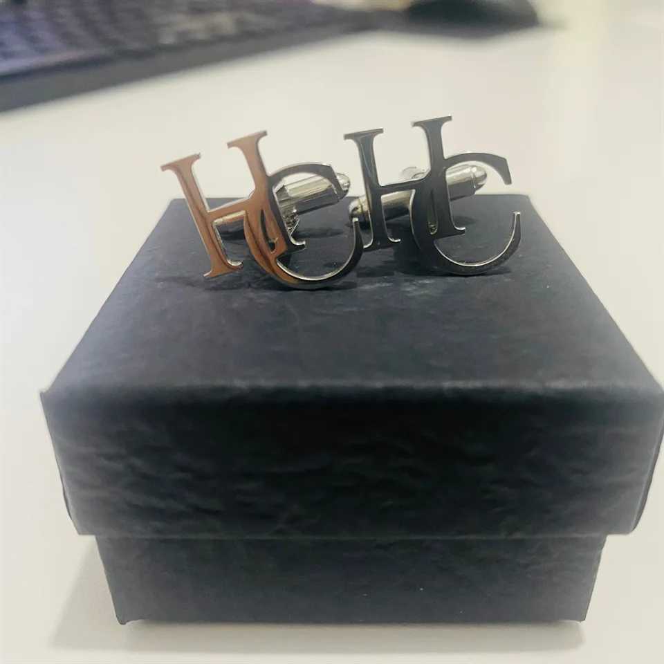 Tangula Customized Mens Initial Cufflinks Stainless Steel Personalized Letter Cufflinks Wedding Jewelry Gifts W241109