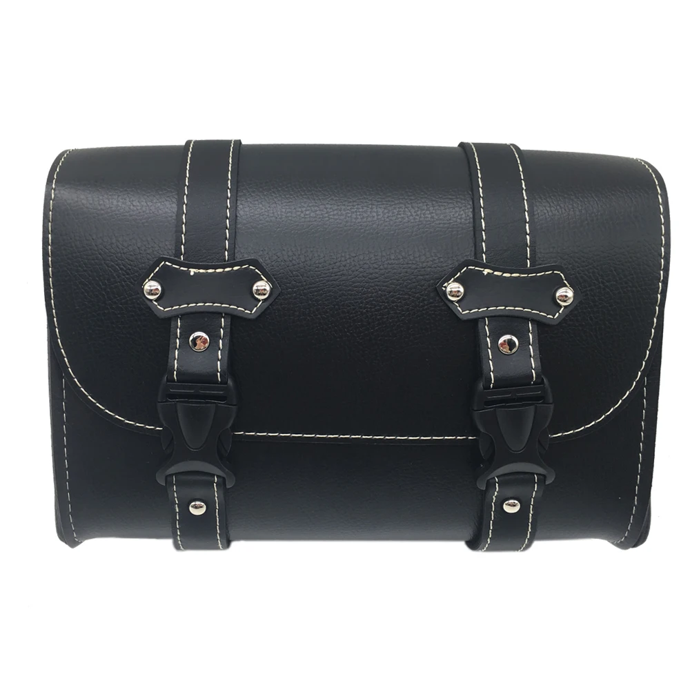 Universal Motorcycle Bags PU Leather Sissy Bar Tool Moto Bag Saddle Side Storage Box Accessories Black