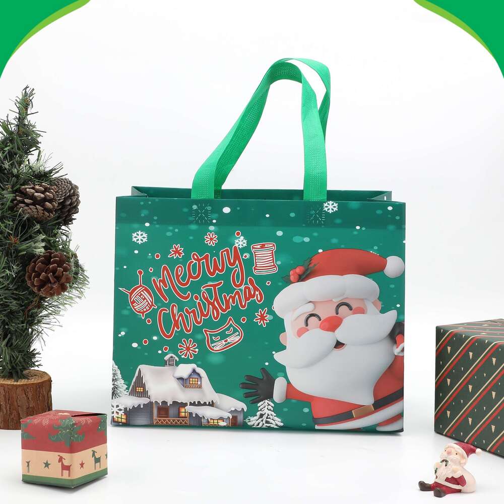 Christmas 8pcs Christmas Gift Bag Set - Cute, Waterproof Stain-Resistant Non-Woven Tote Bags with Handles for Holiday Presents & Party Favors