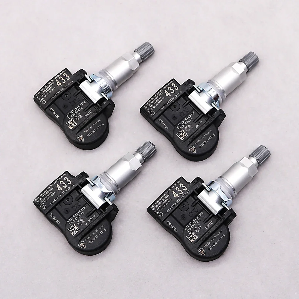 (4) New 1034602-01-B Set TPMS Tire Air Pressure Sensor 433MHz For Tesla 3 S X 103460201B smile ()