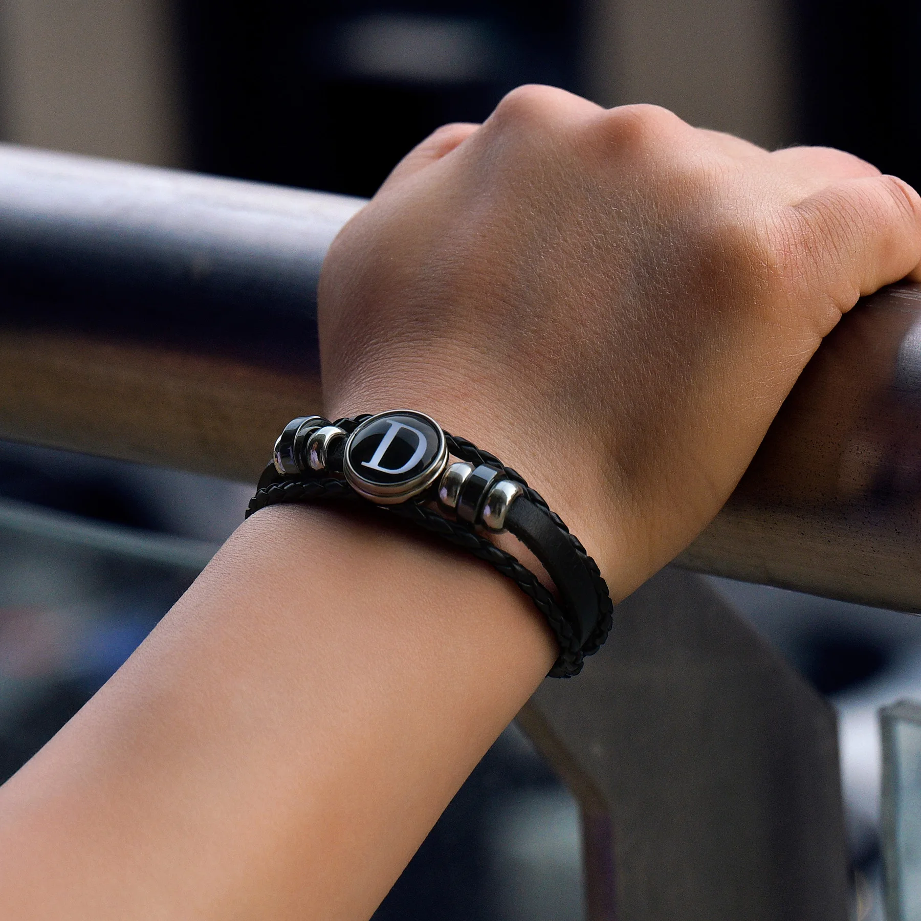 Men Vintage Letter Punk Leather Bracelet Brown Handmade Braided Multilayer 26 Initials ID Name Friendship Bracelets Gifts smile