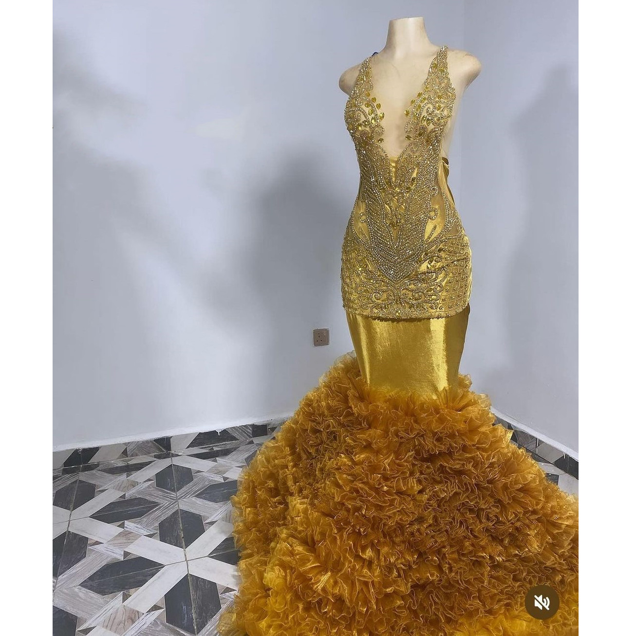 Gold Mermaid Prom Dress 2024 Sparkly Beads Crystal Formal Evening Dresses Graduation Party Gowns Vestidos De Noche 0521