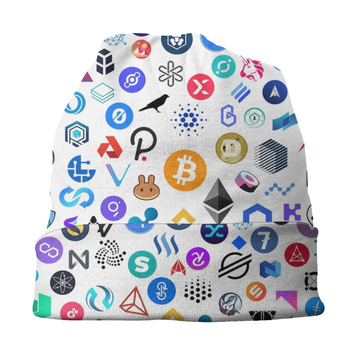 Cryptocurrency Altcoin Blockchain Symbol Beanie Cap Unisex Winter Bonnet Homme Knitting Hats Crypto Ethereum Bitcoin Beanies Cap