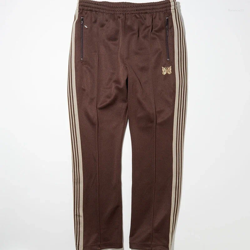 Men's Pants Pants NEEDLES Arrival Butterfly Embroidery Cotton Track Stripe Sweatpants Oversize Trousers z250226