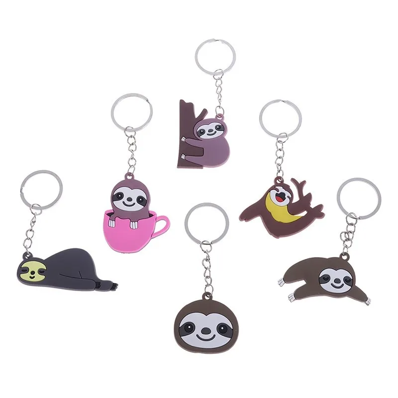 PVC Keychain DIY Sloth Key Rings Holder Key Chain Gift Jewelry Bag Phone Decor smile