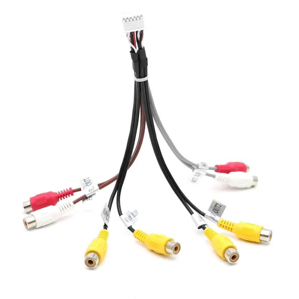 12 Pin Universal RCA Output Wire Harness CCD AUX AV IN Out Cable Adapter Wiring Connector Android Radio Car Accessories DIY