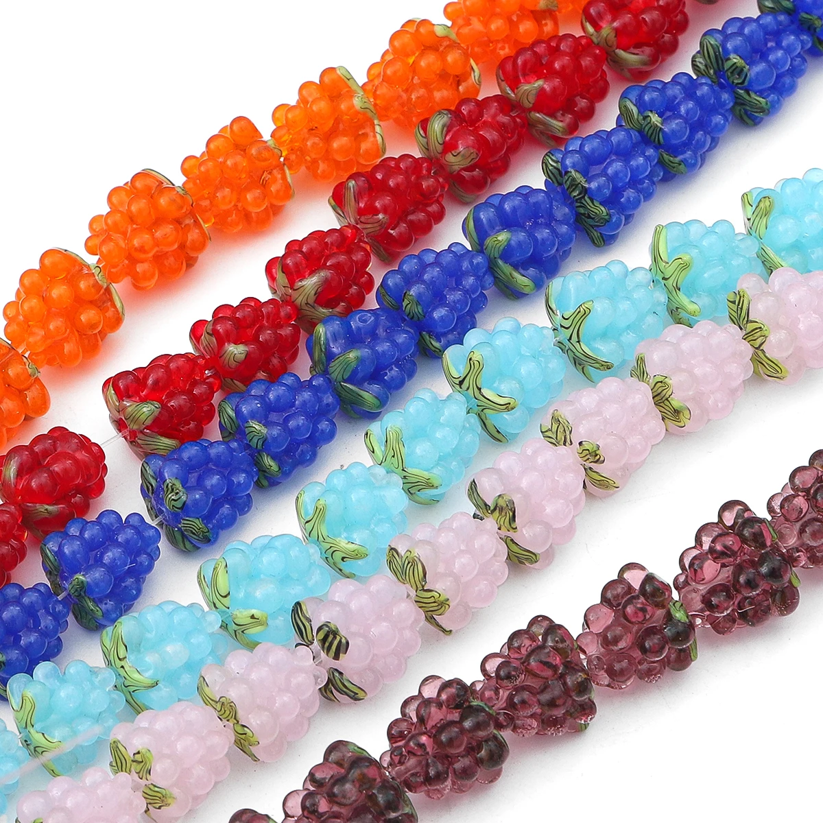 1Pcs 12x11mm Exquisite Grape Lampwork Glass Beads Fruit Multicolor Spacer Beads for Women Necklace Earring DIY Jewelry Making