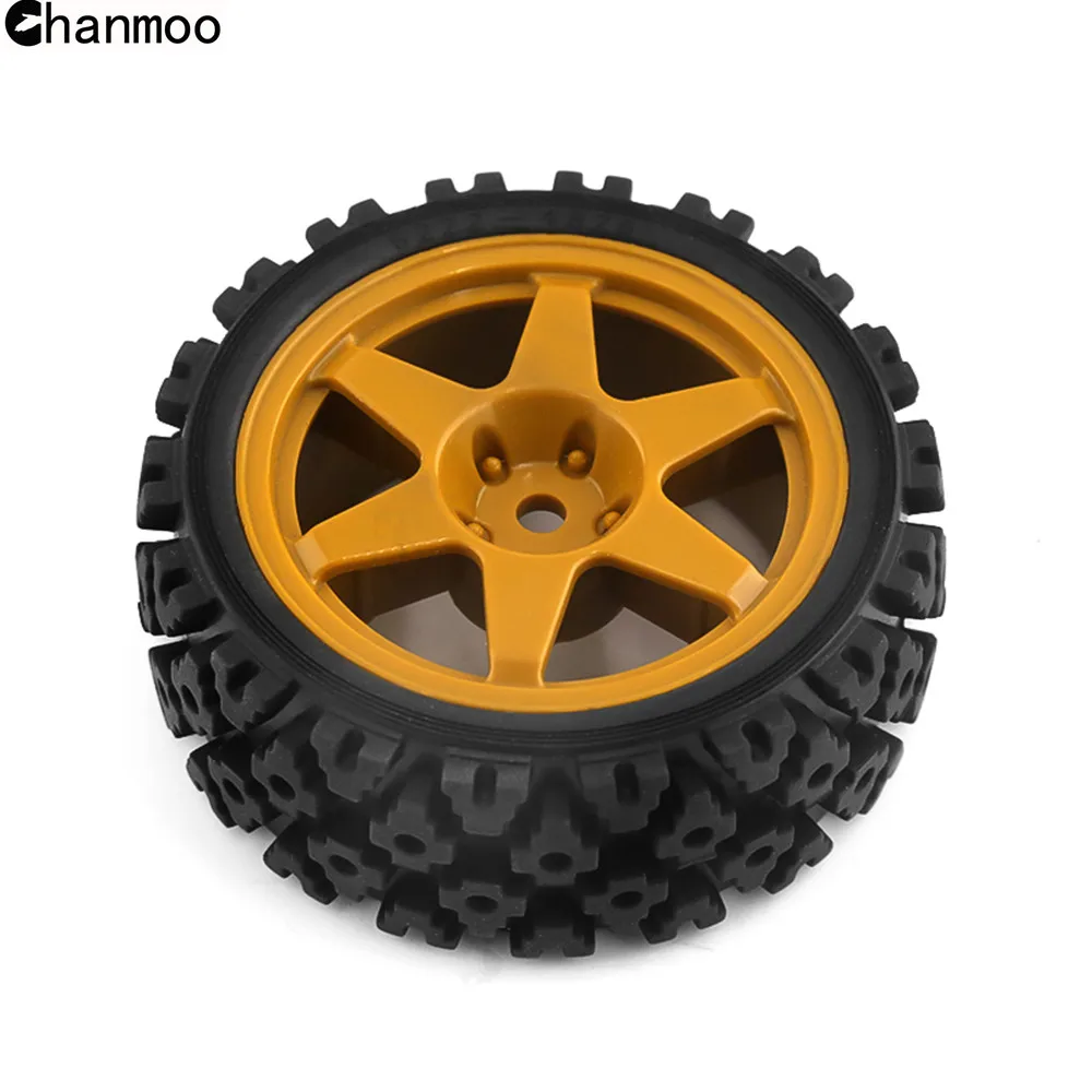 Chanmoo 1/10 RC Racing Car Wheels Rally Tyre & On Road Tires 12mm Hex for Tamiya XV01 XV02 TA06 TT01 TT02 PTG2 144001 A959 HPI