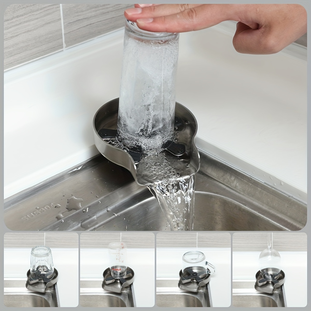 New glass washer home cup cleaning cup washing machine bar cup wash machine stainless steel cup washer hot and cold water matte black