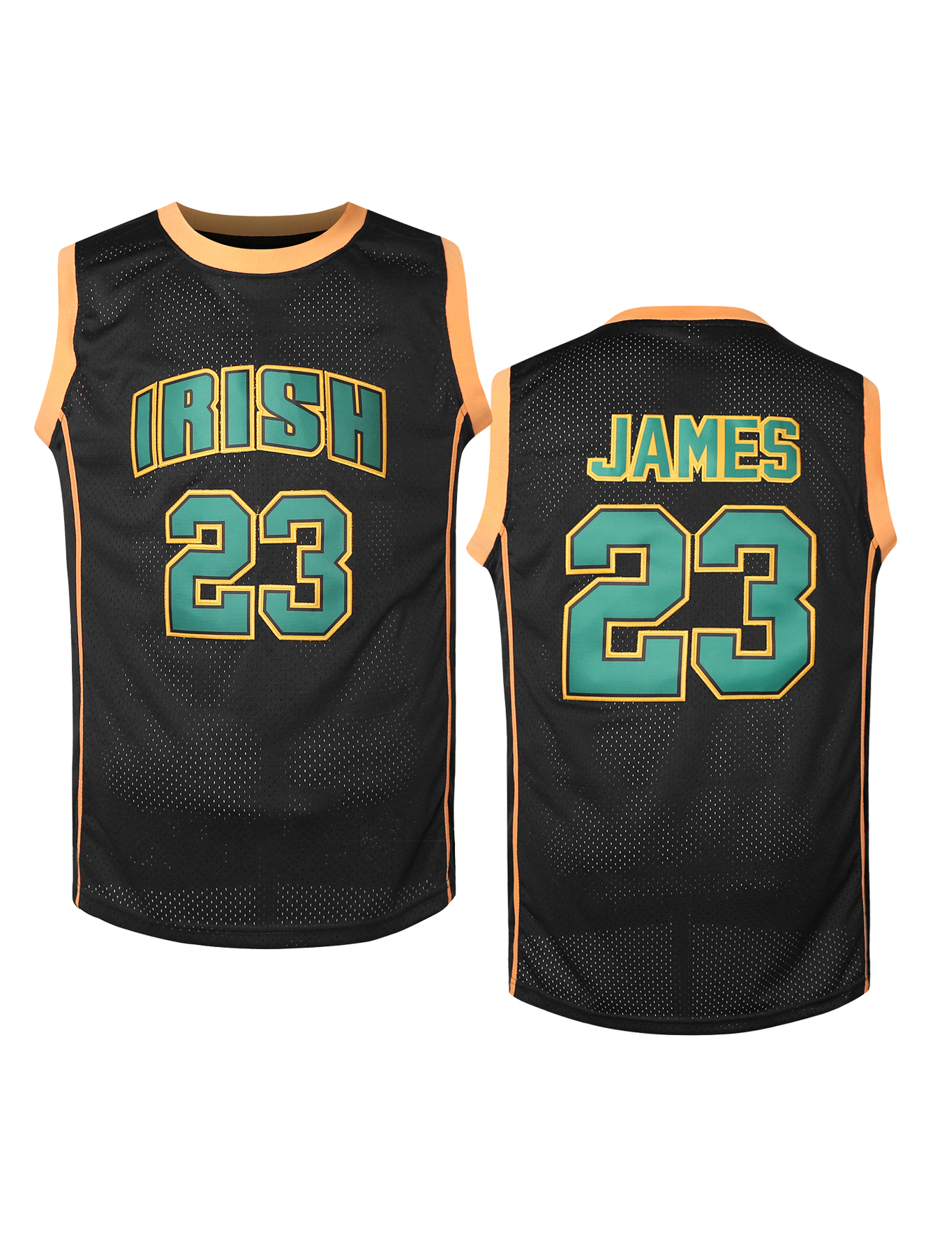 Men's 23 JAMES Sleeveless Crew Neck Polyester Basketball Jersey for Training & Outdoor Activities - Embroidered Letters and Numbers, Slight Stret
