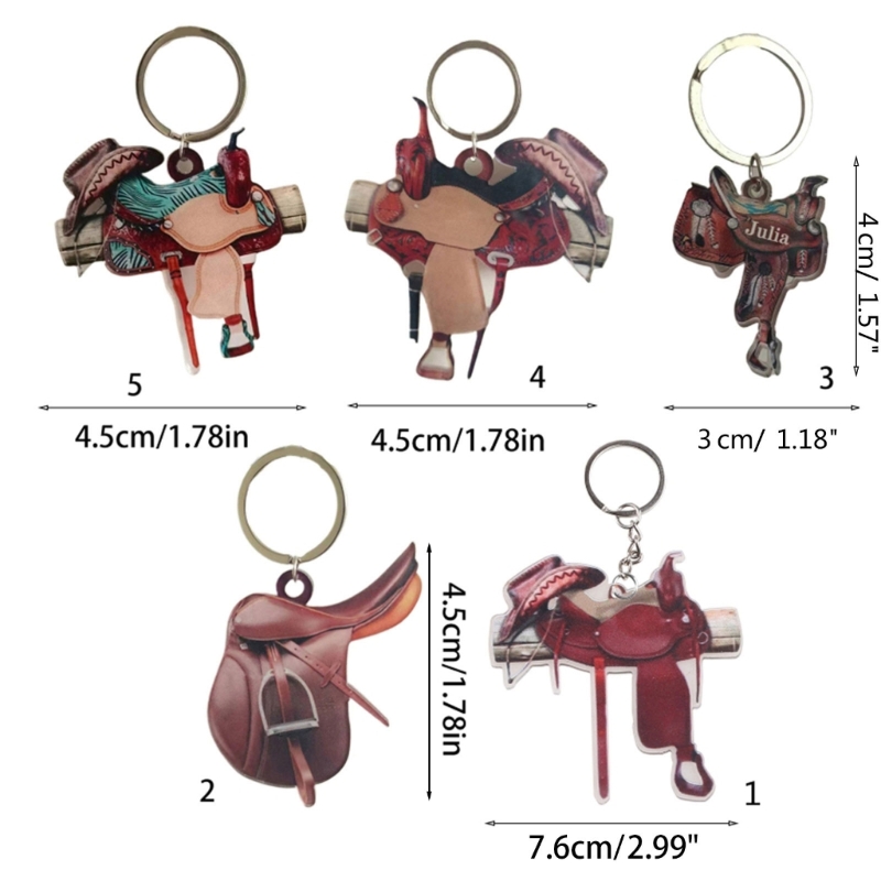 Western Horse Saddle Keychain Western Car Interior Decor Keychain for Key Gift for Horse Lover Acrylic Keyc
