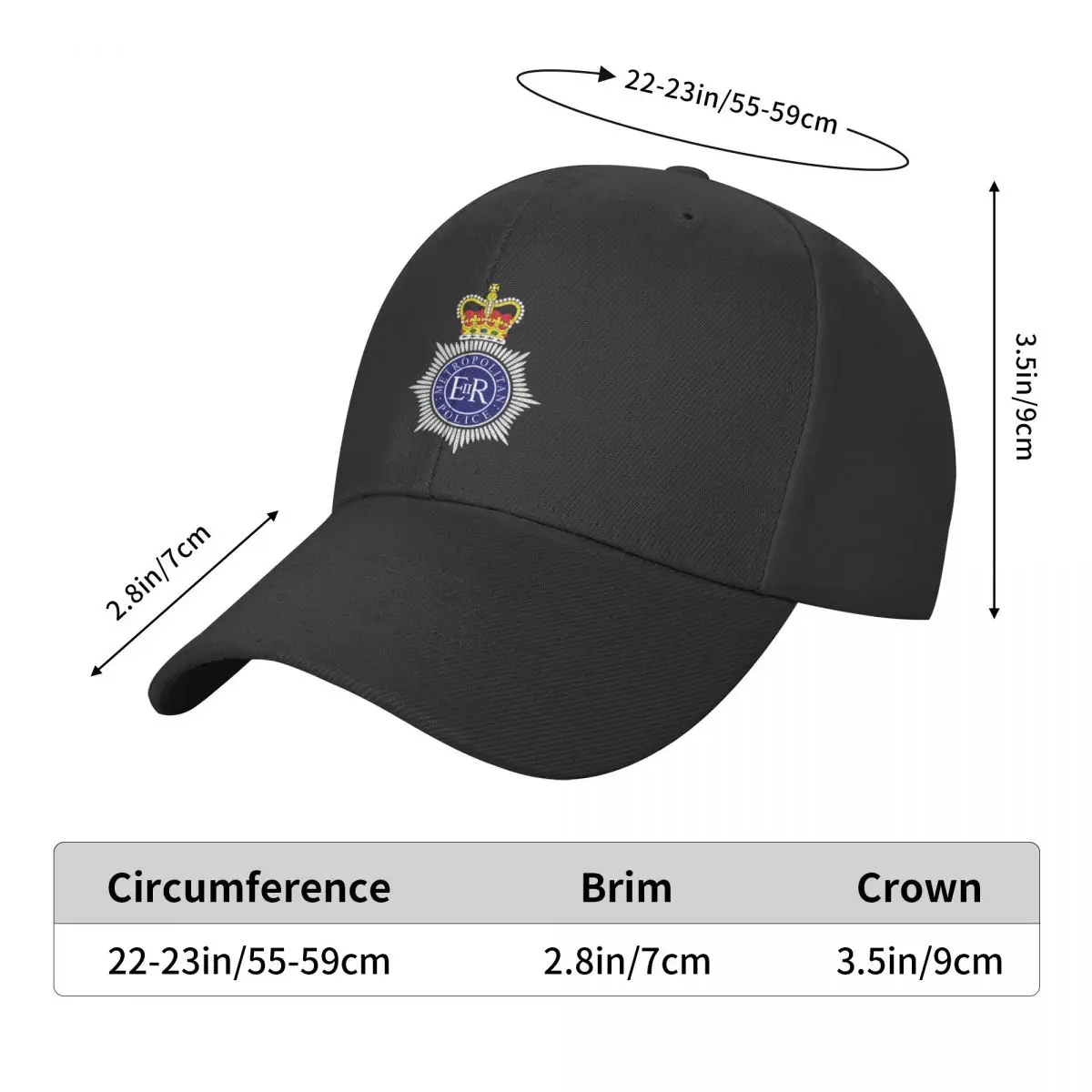SERVICE MPS POLICE METROPOLITAN MET POLICE UK Baseball Cap Snapback Cap ddmysmile Golf Fishing Hat Hat For Men Women's Smile