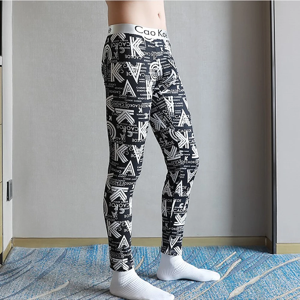 Merk Mannen Thermische Lange Onderbroek Zachte Ondergoed Broek Warm Base Bodems Thermische Broek Leggings Print Slim Fit Zachte Lange Onderbroek
