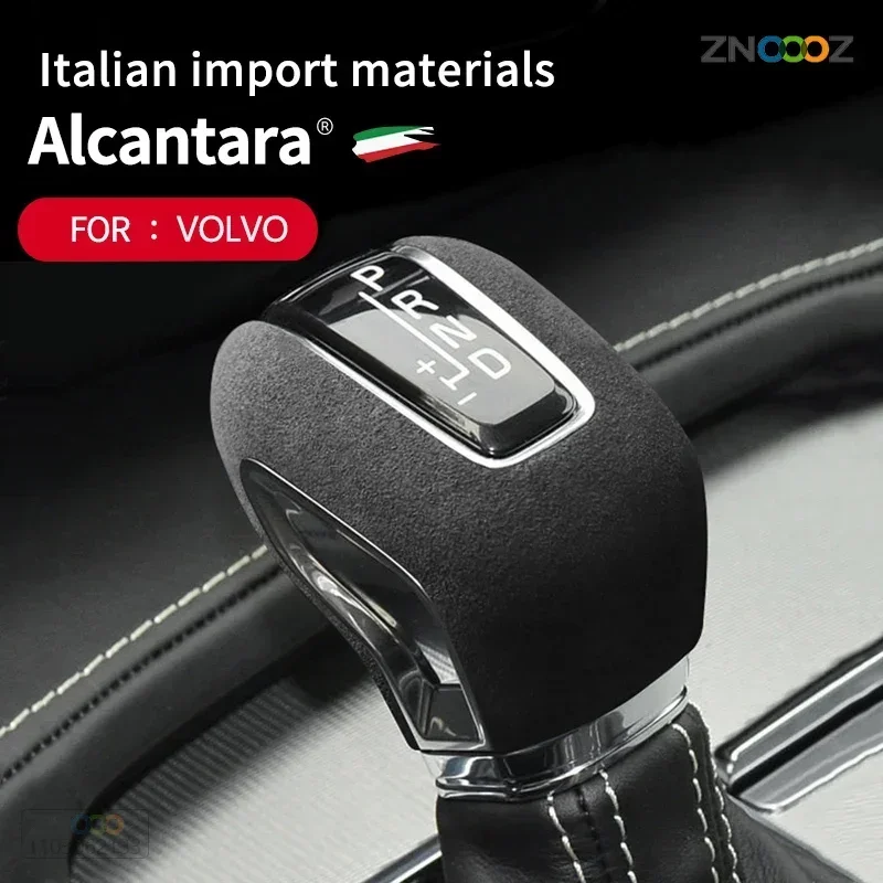 Gear Alcantara Suede Car Head Shift Collars Cover For Voo XC60 XC90 S90 V60 V90 S60 2015-IN Gearbox Shifter Knob Case Sticker smile