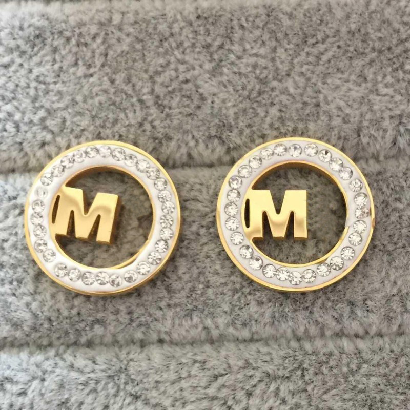Luxury Brand Women Designer Earrings Studs Original Logo Classic Style M Letter Stainless Steel Fashion Couple Earrings