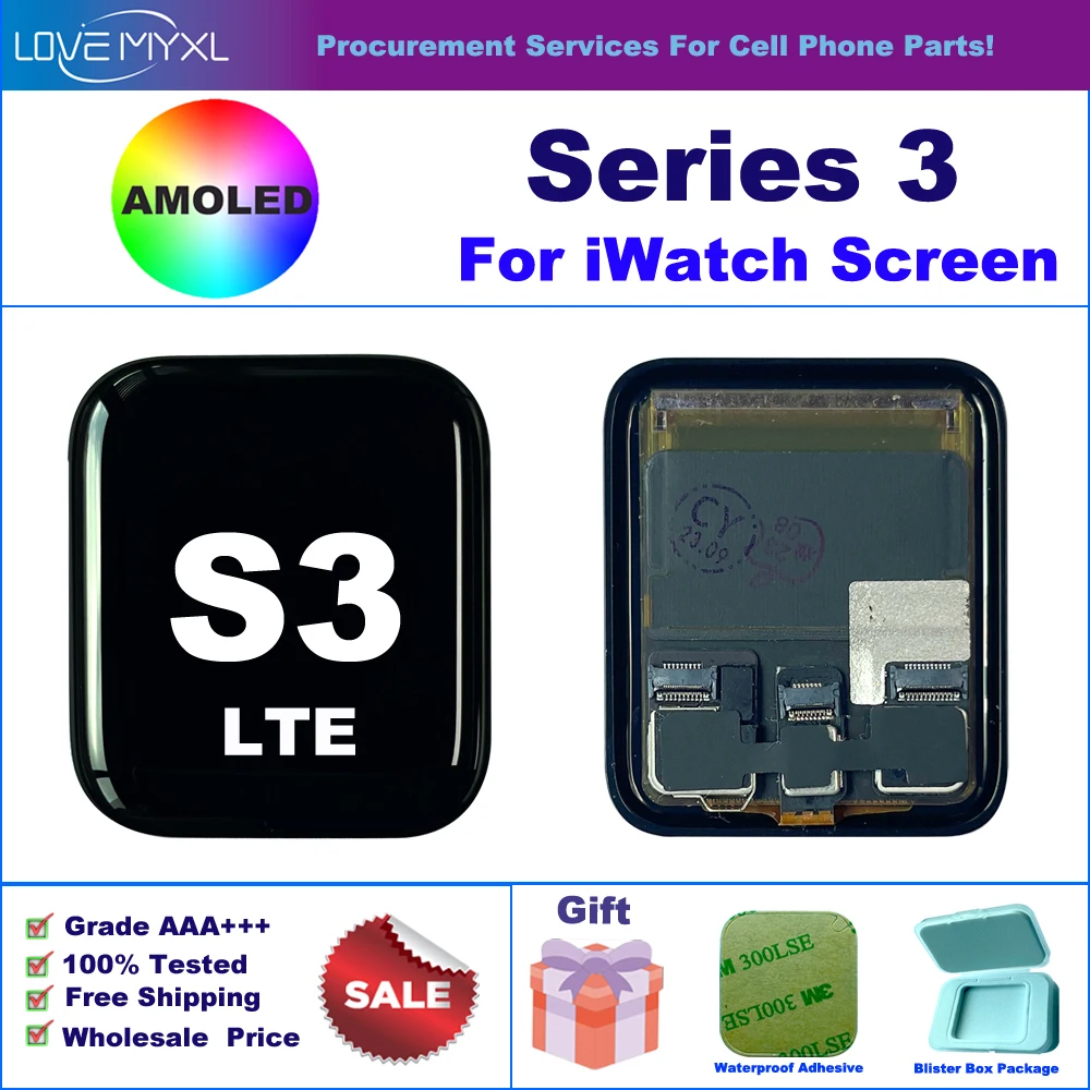 OLED Display For Apple Watch Series 3 LCD Display Touch Screen Digitizer Assembly iWatch S3 42MM 38MM GPS LTE Replacement Parts