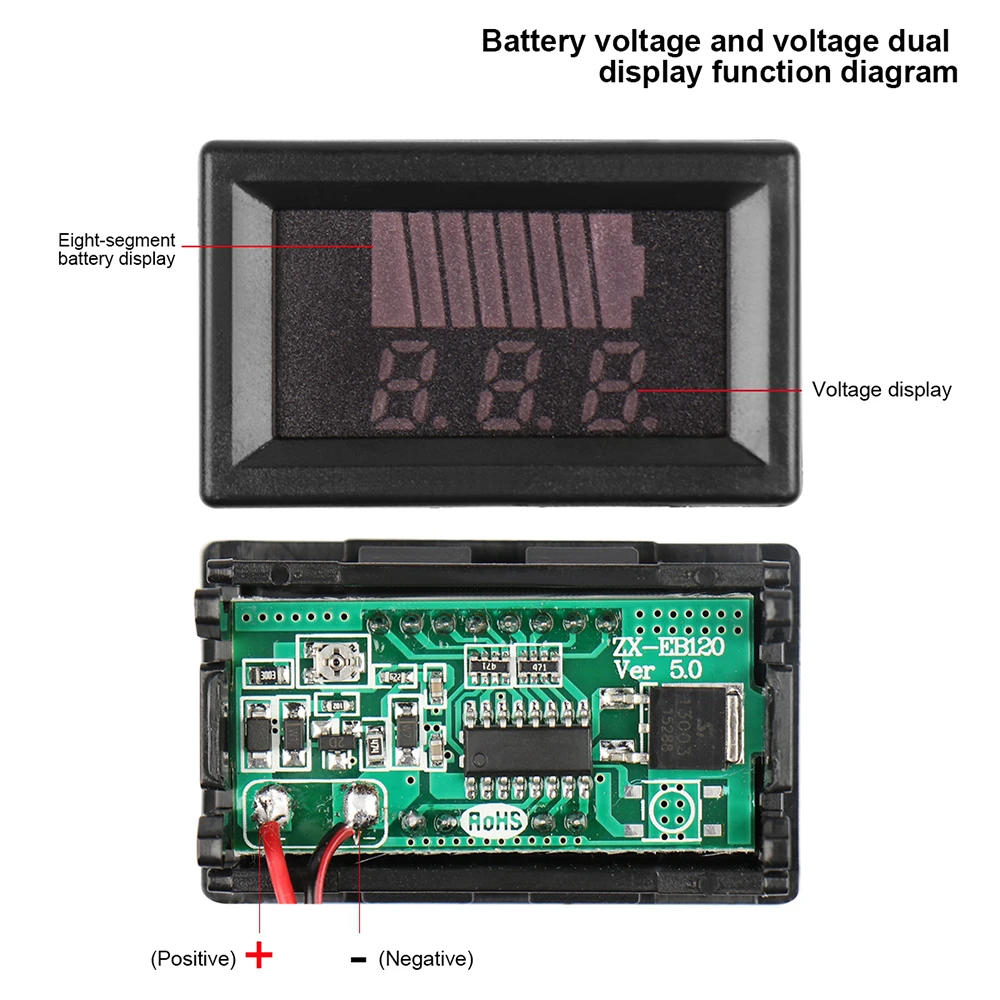 0.56" LED Digital Voltmeter Tester 12/24/36/48/60V Electric Vehicle Car Electricity Meter Test Battery Gauge Level Indicator