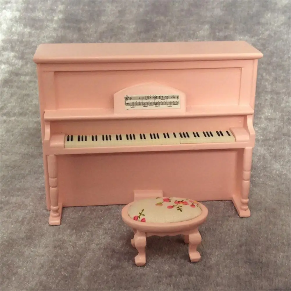 1 Set Smooth DIY Wear-resistance Miniature Scale 1:12 Dollhouse Piano Wooden Dollhouse Piano for Doll House
