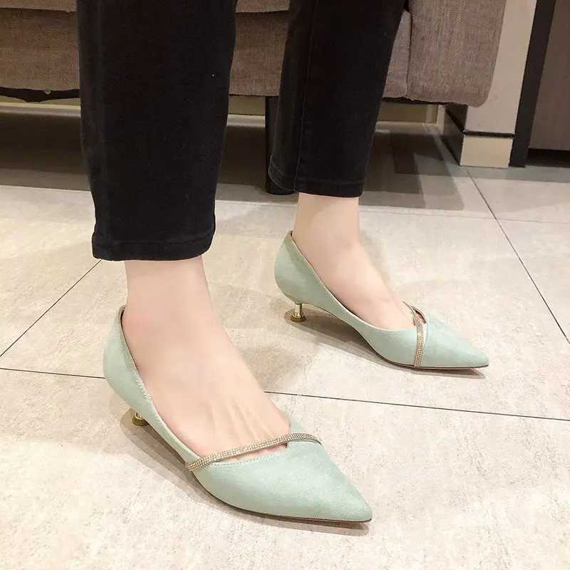 Four Seasons Wens Suede High H 2024 New Pointed High Heels Fi Sexy Black Wedding Shoes Off Lady Shoes Y250319