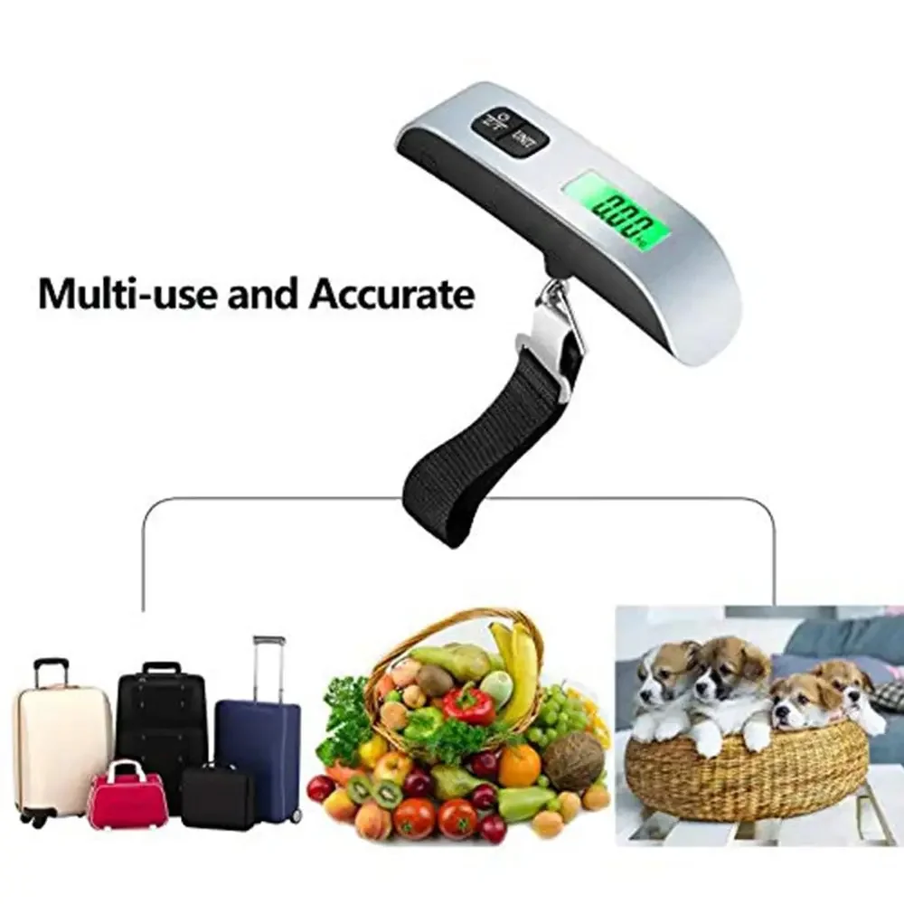 LCD Hanging Digital Portable Scale Lage Suitcase Baggage Weight Travel Scales with Belt for Electronic Weight Tool 50kg/110lb smile