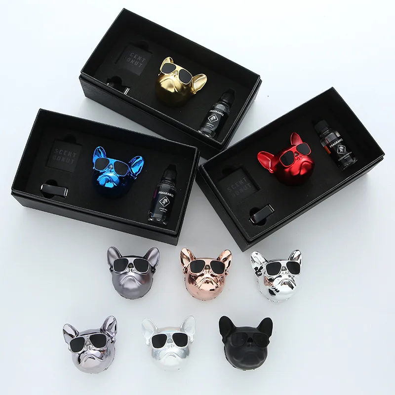 Air Car Creative Bulldog Freshener perfume Automobile Interior Perfume Clip Fragrance Ornament Car Accessories Gift Box Car Deco smile