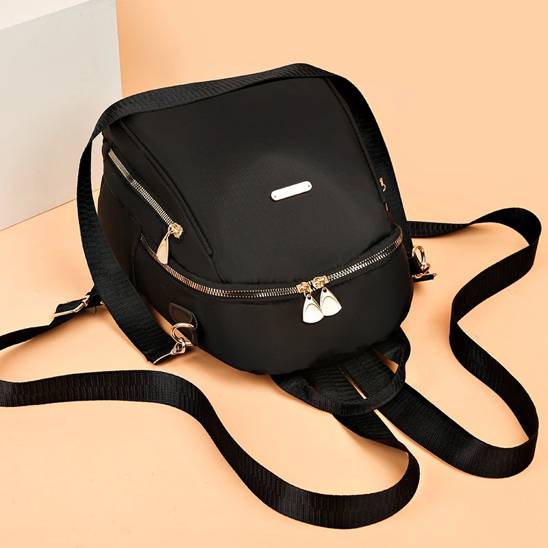 Black Capacity Simple ddmysmile Large Backpacks Women Travel Bag Solid Haruku Student Schoolbag Backpack Unisex Bags High Street Smile