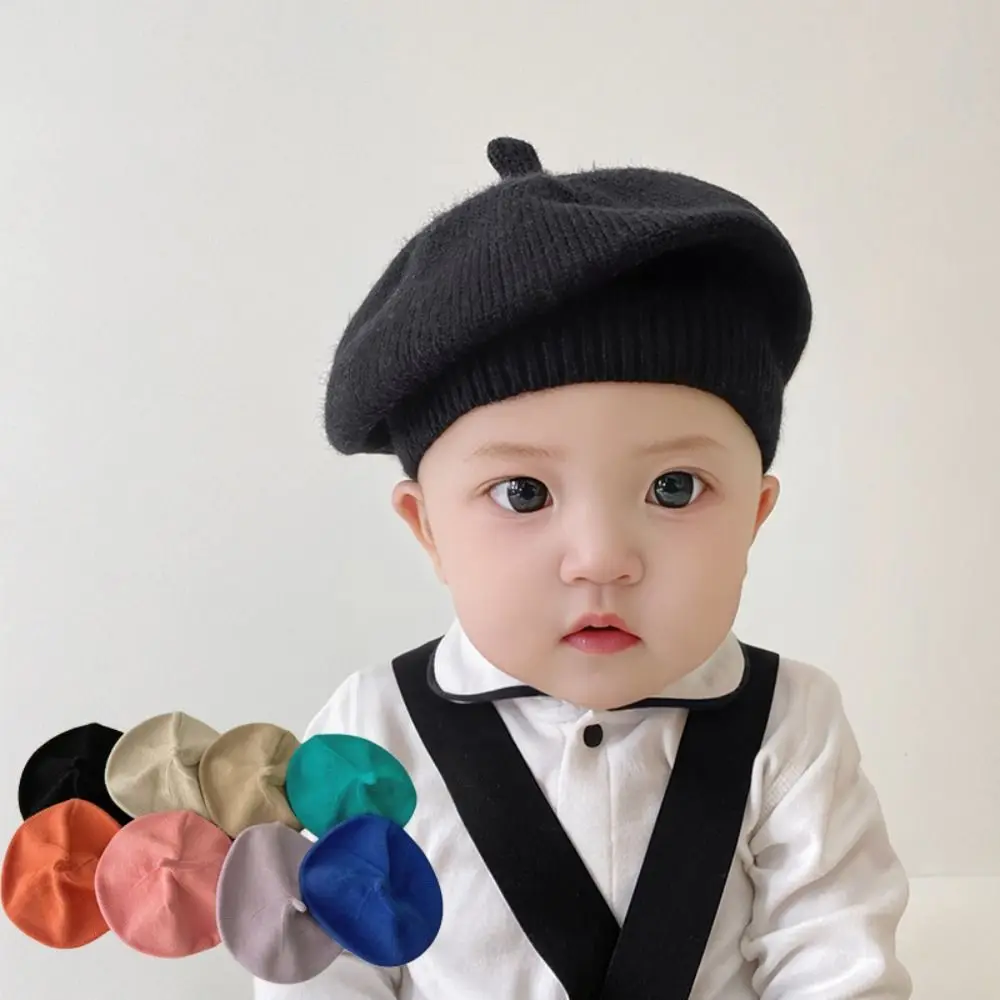 Knitted Hat Baby Beret Korean Warm Soft Kids Berets Autumn Winter Cute Painter Hat Boys Girls smile