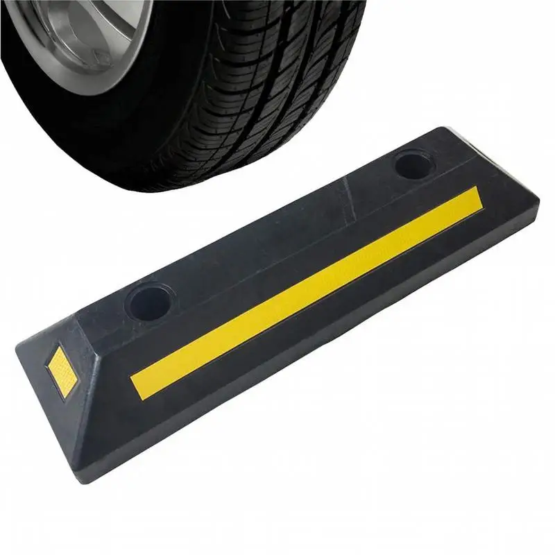 Car Stoppers For Garage Heavy Duty Rubber Parking Curb Guide With Yellow Reflective Tape Parking Space Stopper wheel aligner