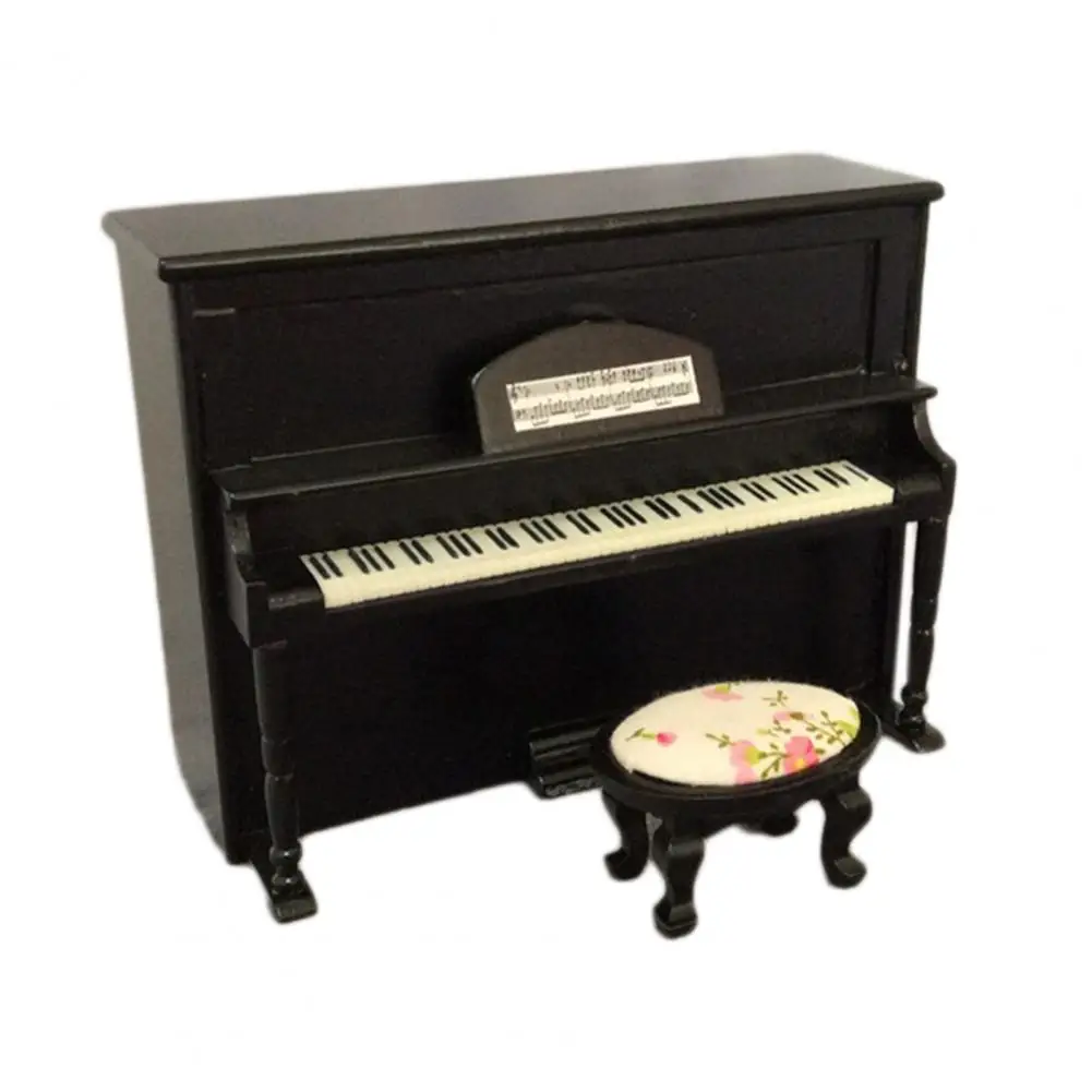 1 Set Smooth DIY Wear-resistance Miniature Scale 1:12 Dollhouse Piano Wooden Dollhouse Piano for Doll House
