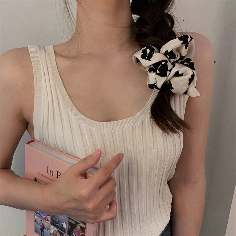 Hair Design Bands Elastic Scarf Women Silk Ponytail Holder Girl Hair Rubber Bundles Hair Tie Black Scrunchies Korean Headdress smile