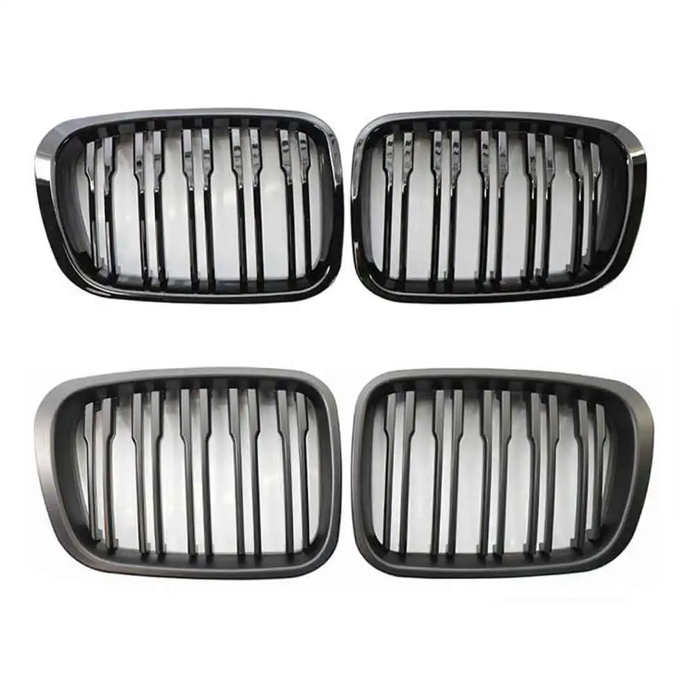 Double-line Matte Black Car ABS Front Bumper Radiator Kidney Grille Gril For BMW E46 3 Series 1998 1999 2000 2001 Car Styling
