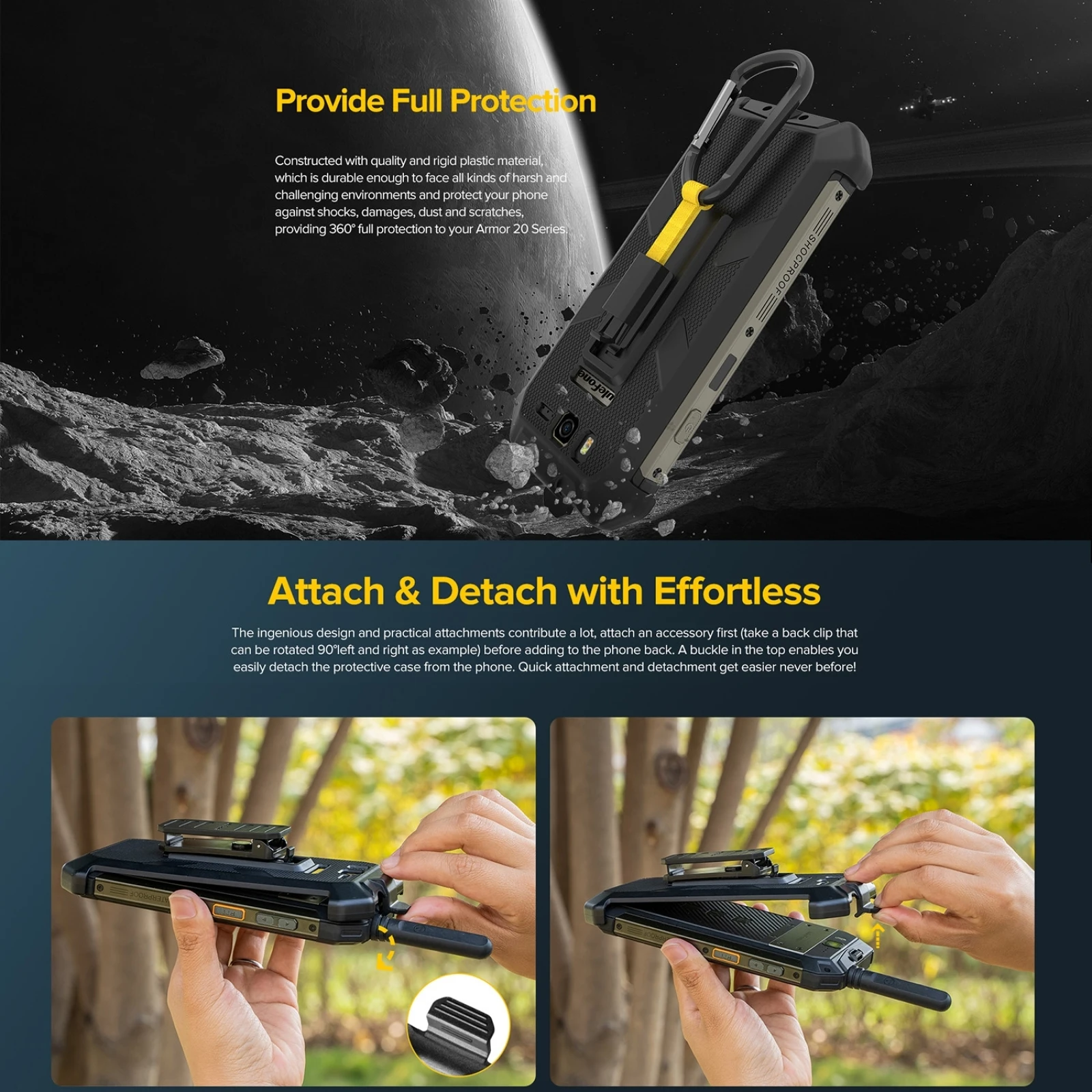 FOR Ulefone Case For Ulefone Armor 20WT Ulefone Back Clip Phone Case with Carabiner