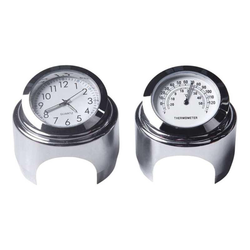 Universal Thermometer Clock Motorcycles Waterproof Handlebar Mount Watch Temp