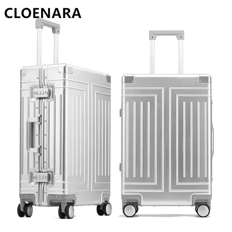 COLENARA Travel Suitcase 26"29 Inch All Aluminum Magnesium Alloy Trolley Case Men's 20"24 Boarding Box with Wheels Cabin Luggage