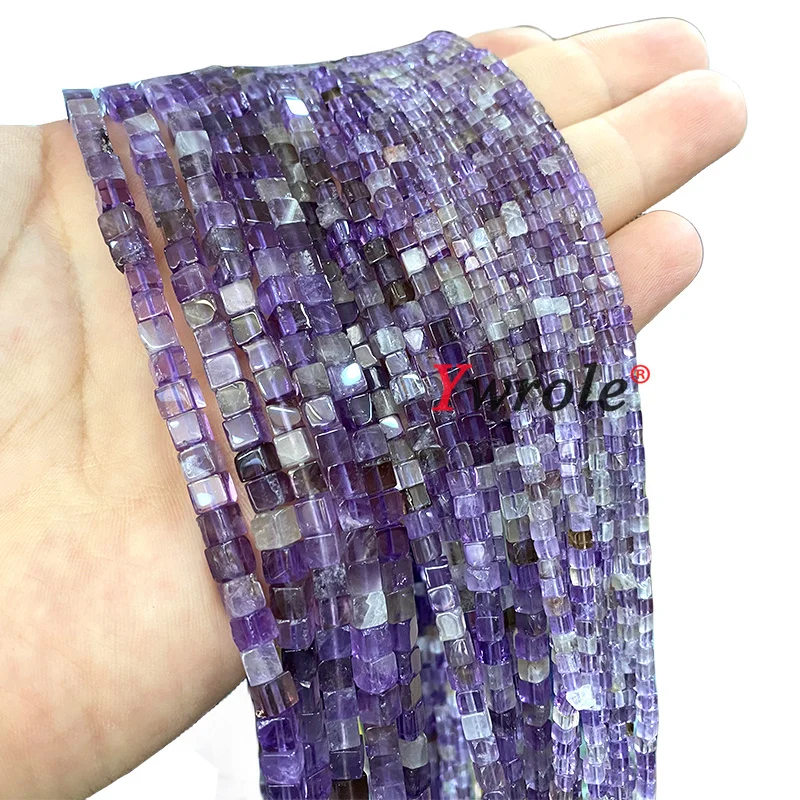 2 3 4MM Natural Stone Cube Lapis Lazuli Turquoise Jade Quartz Square Spacer Beads for Jewelry Making DIY Bracelet Accessories