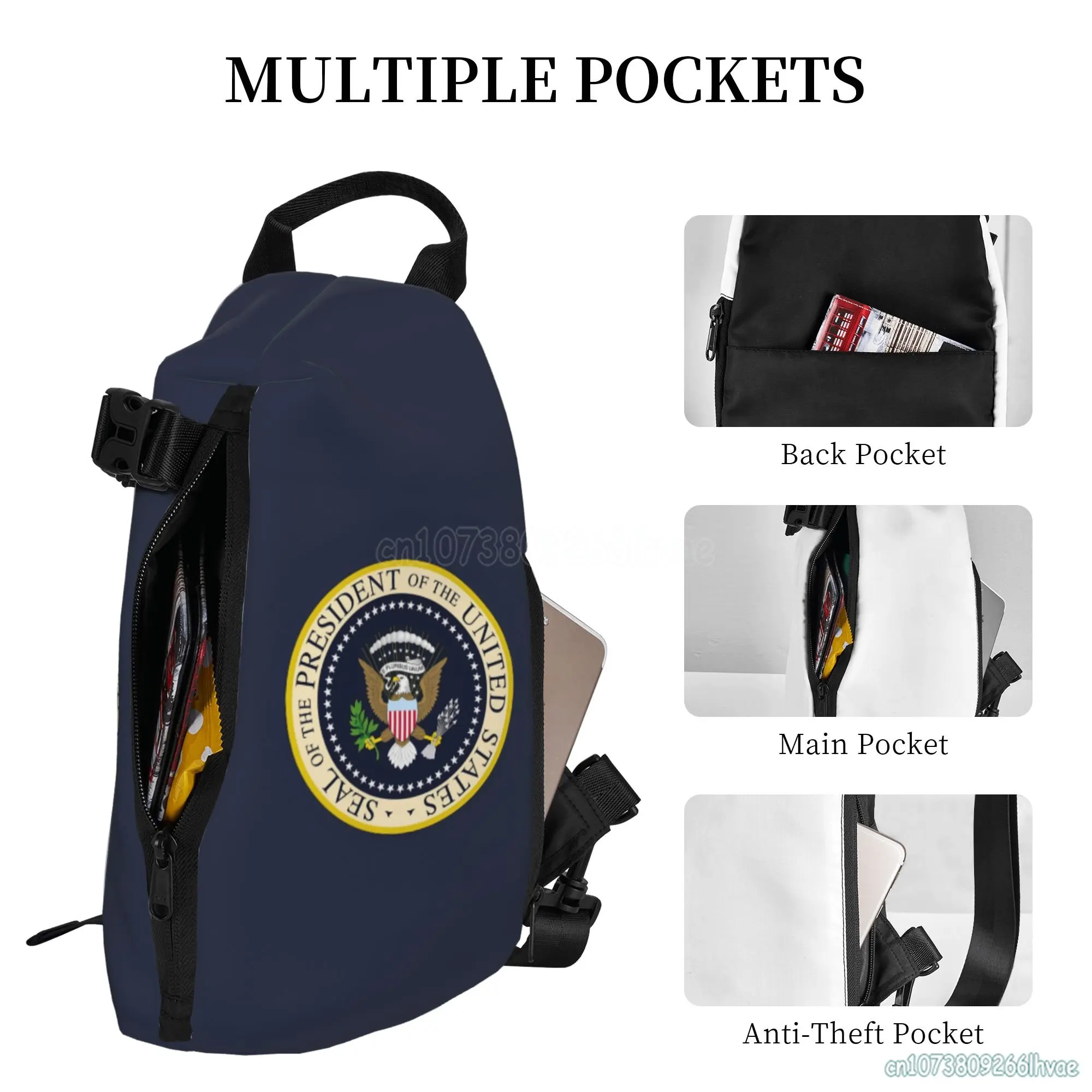 The Seal President of of The United States Crossbody Bag Unisex Casual Sling Chest Bag Daypack for Travel Sport Running Hiking smile