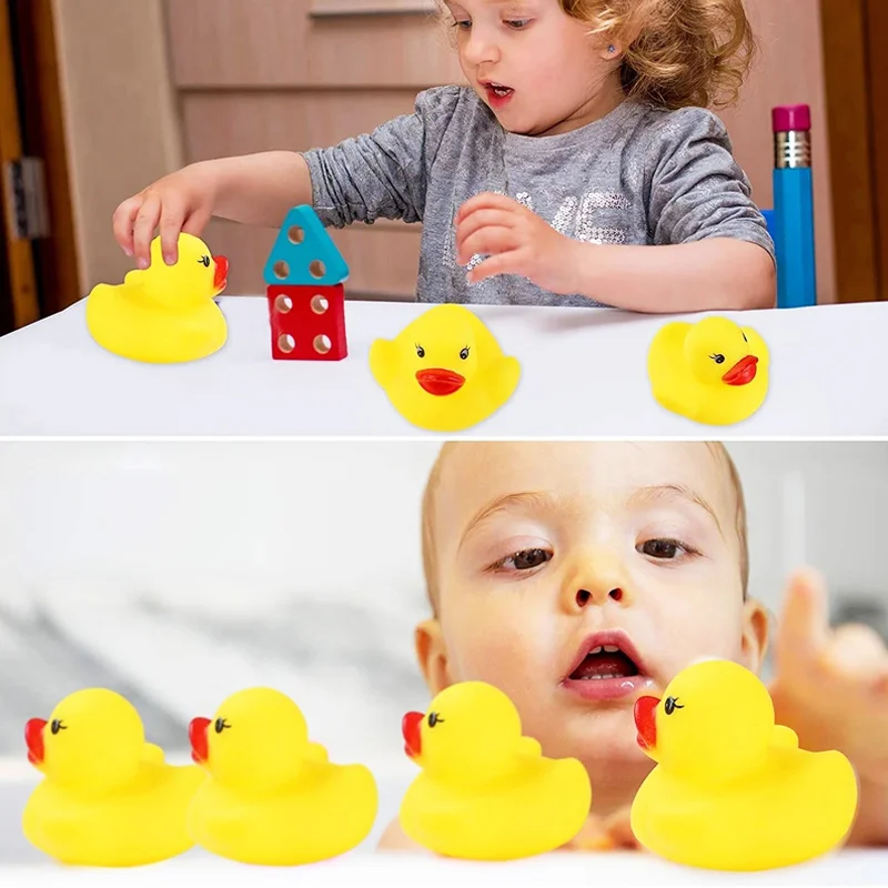 20/10pcs Baby Toys Cute Little Squeaky Rubber Ducks With Squeeze Sound Soft Bath Ducks Funny Water Shower Toys For Children