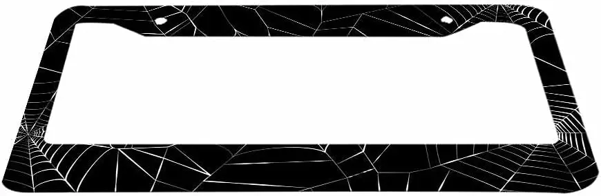 License Frame Decorative Plate Black Spider Web Halloween Car Tag Cover Aluminum Auto License Plate Holder for Men Women 12x6in smile