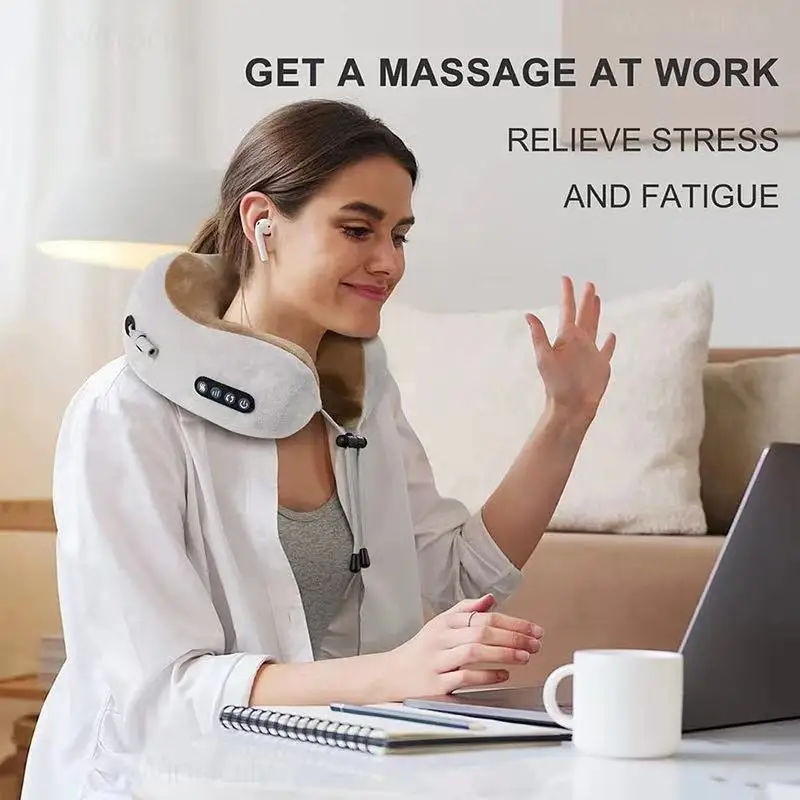 Neck U Electric Massager Shaped Pillow Multifunctional Portable Shoulder Cervical Massager HomeTravel Car Relax Massage Pillow smile