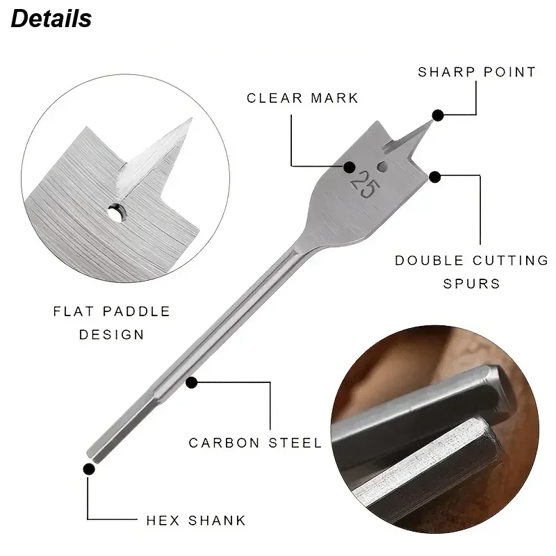 Flat Wood Drill Bits Walleted Spade Quality Holesaw hine new Bit 2025 6pcs Durable Woodworking Tool Sets Spade Drill Bits