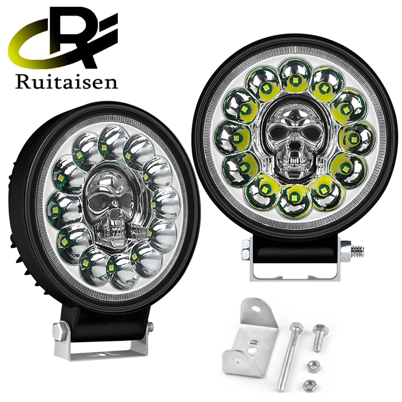 4 Inch 66W 12LED RGB Work Light LED Car Front Fog Light 12V 24V for Truck SUV 4X4 4WD Headlights Off-road LED Round Headlamp