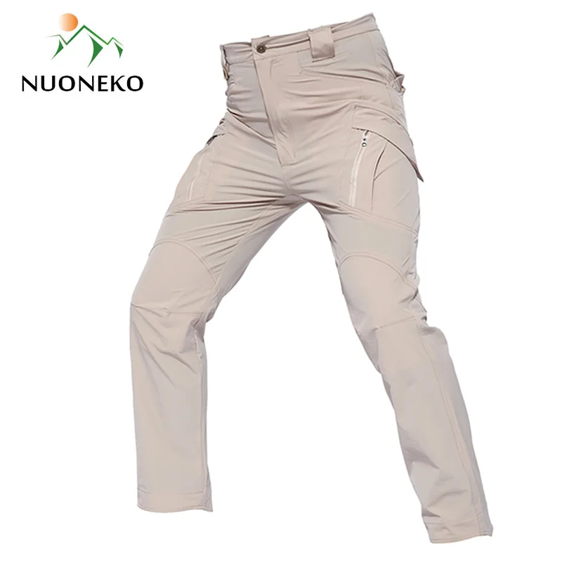 NUONEKO Men's Summer Tactical Pants Quick Dry Hiking Pants Outdoor Sports Trekking Climbing Fishing Hunting Male Trousers PN04