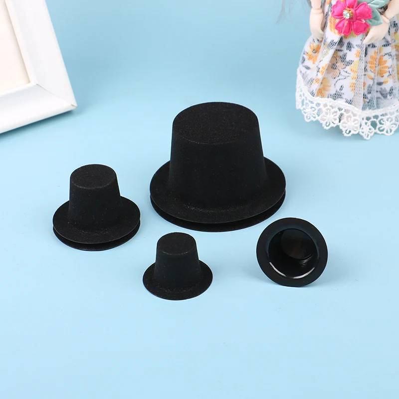 Miniature Black Hat 10Pcs Mini Doll Hat Doll House Ornament Hand Weaved Dollhouse Accessories 3 Sizes smile