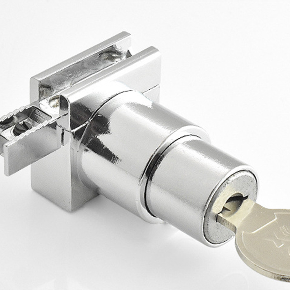 New Slide Lock Showcase Display Cabinet Sliding Glass Door Lock With 2pcs Key For 5-8mm Glass Furniture Hardware Accessoires