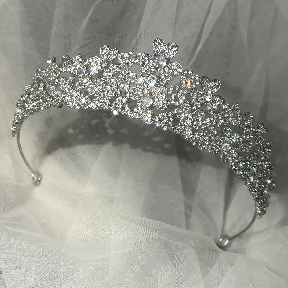 Women CC Wedding Crown Hair Accessories Bridal Headpiece Engagement Hairwear Heart Shape Crystal Tiaras And Crowns ddmysmile Headband Hs29 Smile