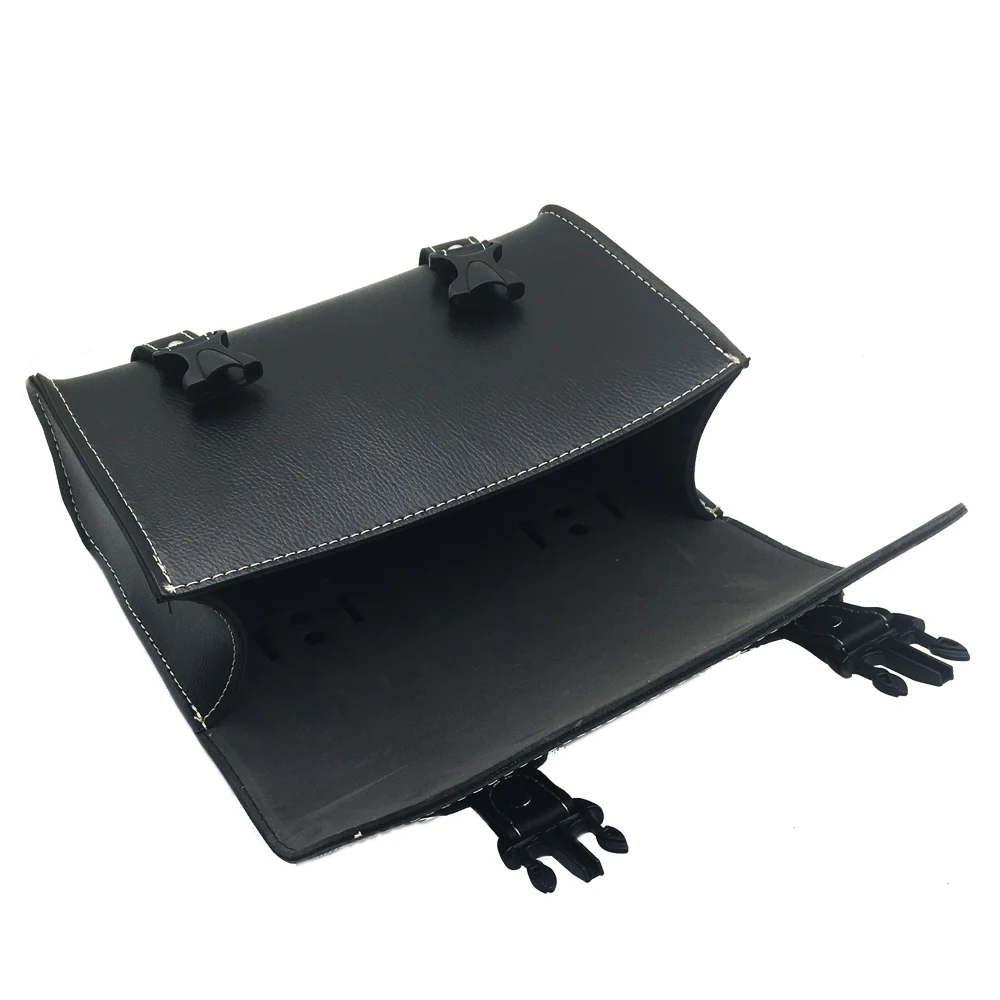 Universal Motorcycle Bags PU Leather Sissy Bar Tool Moto Bag Saddle Side Storage Box Accessories Black