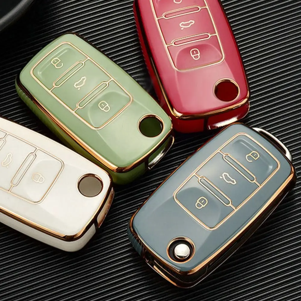Car Key TPU Car Key Case Cover for VW Polo Golf Passat Beetle Caddy Tiguan Skoda Octavia - Full Protection 2024 Models H250113