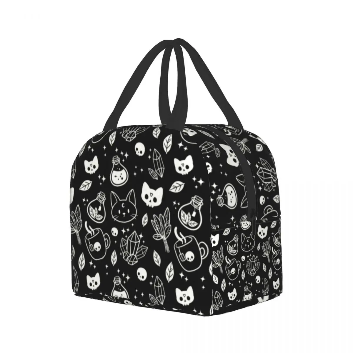Lunch Pattern Bag Witch Women Cooler Thermal Insulated Bento Box for Kids School Food Halloween Cat Skull Picnic Lunch Boxes smile