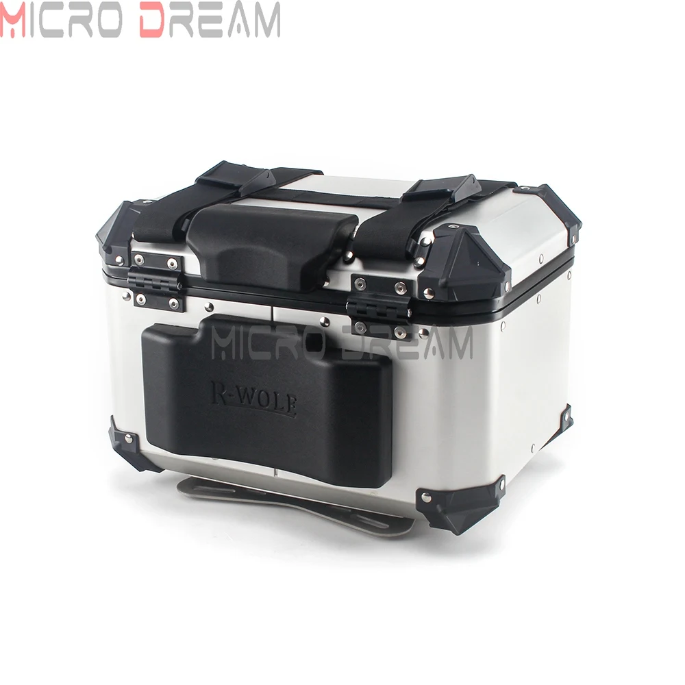 Aluminum 42L Top Case Top Boxes Motorcycle Tail Pannier Trunk Cargo Suitcase Side-Casing for GSXR GSX SV Supersport Black Silver