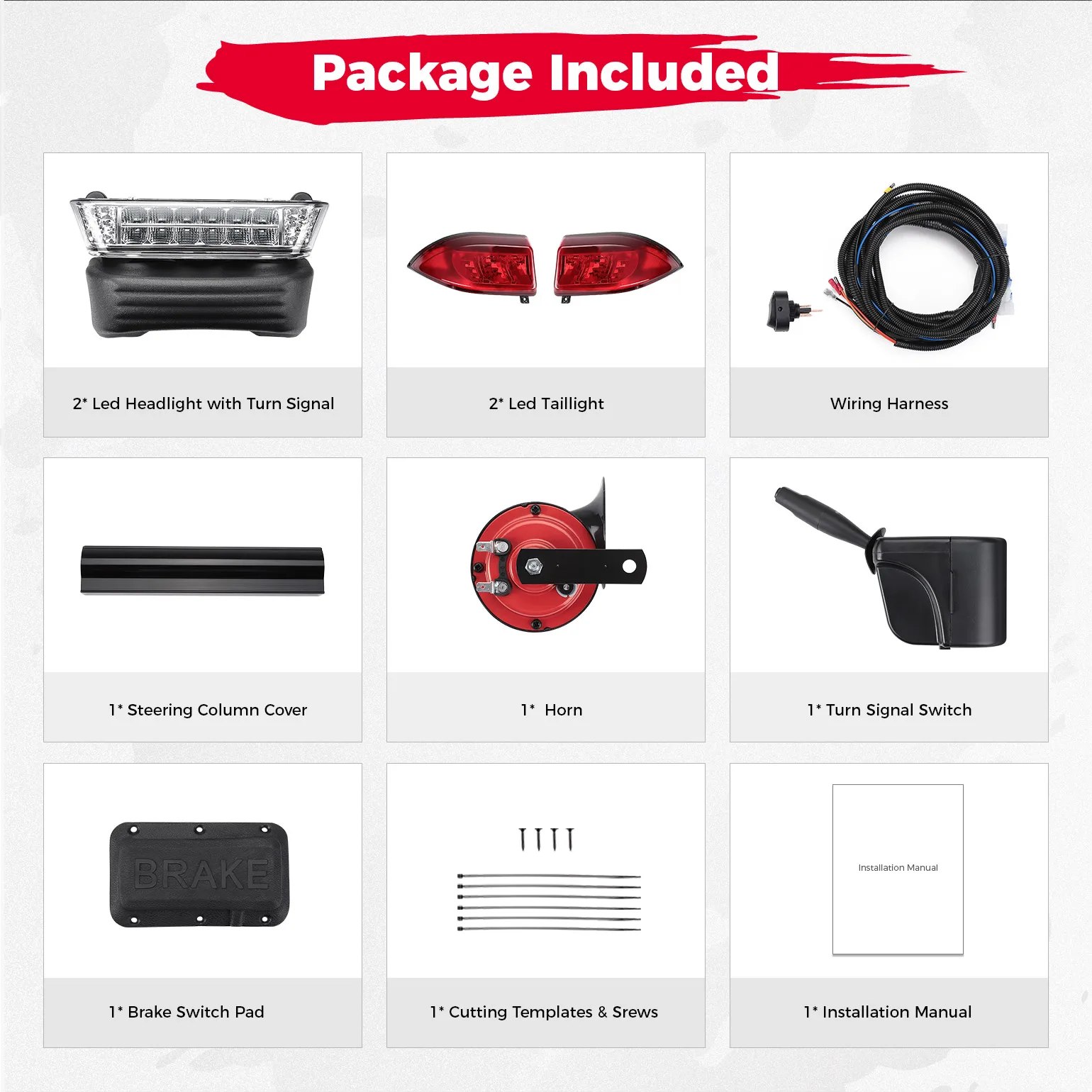 Golf Cart Upgrade Street Legal Headlight Kits Brake Turn Signal Tail Light Horn for Club Car Precedent from 2004+ Gas/Electric